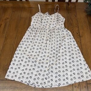 REBECCA MINKOFF Women's Ecru Multi Katie Printed Sleeveless Back-Tie Dress SZ L